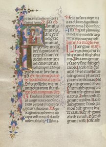 Missale: Fol. 311v: Heilige Anna hält die neugeborene Jungfrau, 1469 von Bartolomeo Caporali