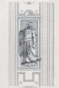 Tafel 15: mythologische Figur mit Helm und Schild, 1756