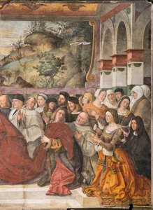 Kardinal Guido von Monfort öffnet den Schrein des Heiligen, Schule des Heiligen, (Detail)