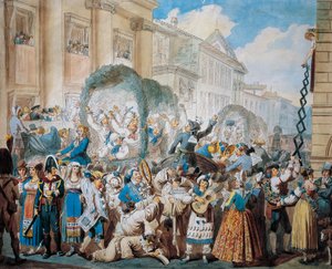 Ritterliche Szene in San Carlo al Corso in Rom, von Bartolomeo Pinelli von Bartolomeo Pinelli