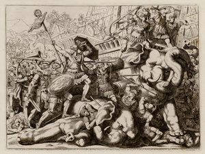 Marcus Claudius Marcellus siegt über die Karthager (Radierung)