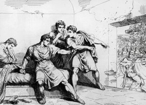 Neros Tod, aus Geschichte der Kaiser, beginnend mit Ottavio, Stich von Bartolomeo Pinelli (1781-1835), Rom