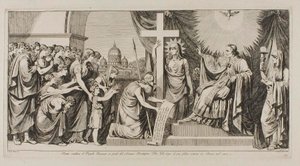 Rom führt das römische Volk zu Pius VII. nach seiner Rückkehr nach Rom 1814 von Bartolomeo Pinelli