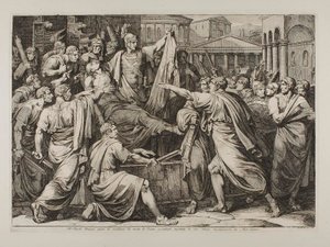 Das römische Volk schwört, den Mord an Caesar zu rächen von Bartolomeo Pinelli