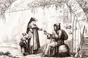 Frau aus Frascati und ein Einsiedler, Radierung von Bartolomeo Pinelli (Rom) von Bartolomeo Pinelli