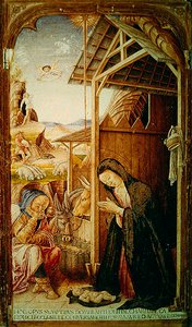 Geburtsszene, zentrales Panel eines Conversano-Polyptychons, 1475 von Bartolomeo Vivarini
