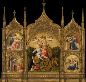 Die Madonna der Demut, die Verkündigung, die Geburt Christi und die Pietà, ca. 1465