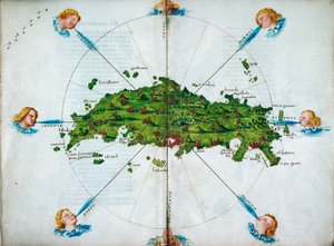 Isolario, in Versen, mit farbigen Zeichnungen und einer Karte des östlichen Mittelmeers auf Pergament, ca. 1480