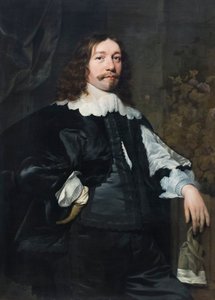 Porträt eines Mannes in Schwarz, der einen Handschuh hält von Bartolomeus van der Helst
