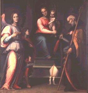 Madonna und Kind mit den Heiligen Augustinus, Tobias und dem Erzengel Raphael