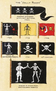 Eine Auswahl von Piratenflaggen aus dem 18. Jahrhundert