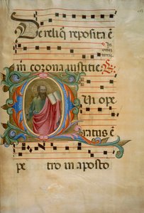 Illuminierte Initiale mit der Figur des Heiligen Paulus (Corale 8, ca. 163), für Chorbuch 8 von Santa Maria degli Angeli