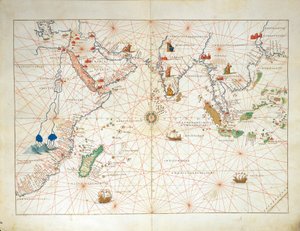 Der Indische Ozean und Teile Asiens und Afrikas, aus Atlas der Welt in dreiunddreißig Karten, von Battista Agnese von Battista Agnese