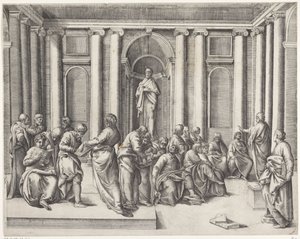 Christus unter den Schriftgelehrten im Tempel von Battista Franco
