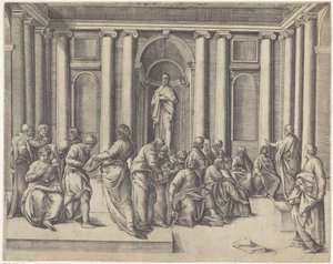 Christus unter den Schriftgelehrten im Tempel von Battista Franco