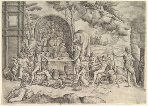 Die Hochzeit von Amor und Psyche rechter Flügel, ca. 1530-61 von Battista Franco Veneziano