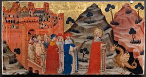 Papst St. Silvester besiegt den Drachen des Tarpejischen Felsens