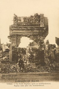 Neptun-Tor nach dem Bombardement, Ypern