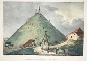 Gerät zum Aufstellen des Löwen von Waterloo, ca. 1895 von Belgian School