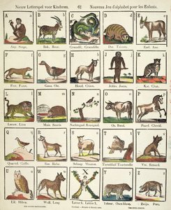 Französisch-flämisches Alphabet (farbiger Holzschnitt)