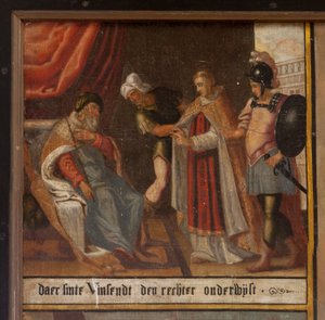 Maarke. Kapelle (Sint-Vincentiuskapel). Innenraum. Das Martyrium des Heiligen Vinzenz. 19. Jahrhundert. (Detail)