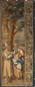 Moise et Jethro Tapisserie von Dionys Martensz nach den Kartons von Luca Cambiaso (1527-1584) und hergestellt in den Manufakturen von Brüssel 1561-1564 Dim. 390x585,5 cm Genua, Musei di Strada Nuova von Belgian School