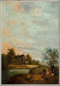 Zweiter Hinterraum, Besprechungsraum, Wandgemälde mit ländlichen Szenen im klassischen Stil, wahrscheinlich um 1810, Szene 7 von Belgian School