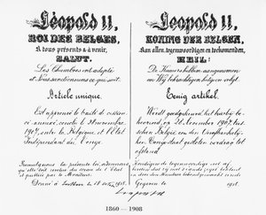 Unterschrift von König Leopold II. (1835-1909) zur Genehmigung der Annexion des Kongo an Belgien, 1908