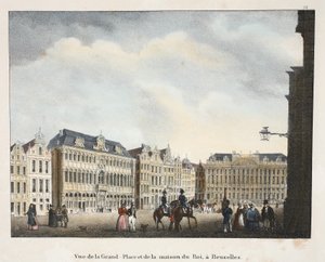 Ansicht des Großen Marktplatzes und des Königshauses in Brüssel, ca. 1895 von Belgian School