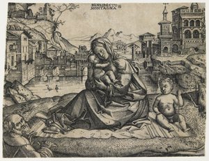 Die Heilige Familie mit dem kleinen Heiligen Johannes in einer Landschaft, ca. 1506-1512