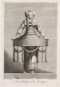 Maskerade à la Grecque: Priesterin à la Grecque (Tafel 8) von Benigno Bossi