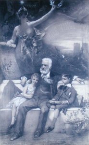 Victor Hugo (1802-85) und seine Enkelkinder