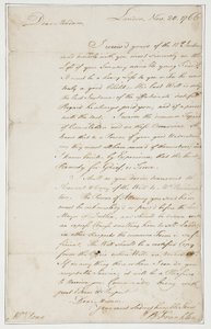 Autographenbrief an Mrs. Ann Penn, London, 20. November 1766 von Benjamin Franklin