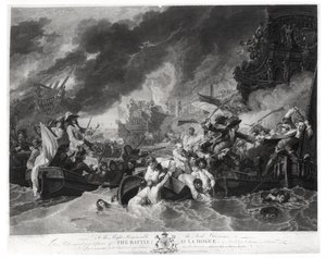 Schlacht von Den Haag, 29. Mai 1692, graviert von William Woollett (1735-85) 1781 von Benjamin West