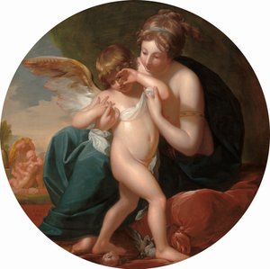 Amor, von einer Biene gestochen, wird von seiner Mutter getröstet von Benjamin West