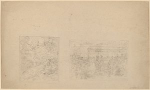 Studie von Moses, der den Felsen schlägt, und einer Prozession (verso) von Benjamin West