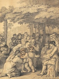 Die Indianer übergeben die englischen Gefangenen an Oberst Bouquet in der Nähe seines Lagers an den Gabelungen des Muskingum in Nordamerika im November 1764, 1765 von Benjamin West