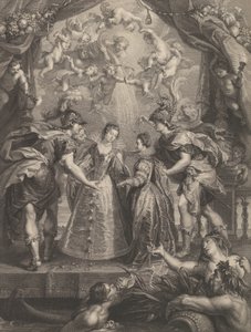 Tafel 17: Der Austausch der beiden Prinzessinnen in Hendaye, allegorische Szene mit Anne