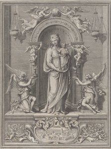 Madonna von Loreto, in einer Nische mit einem Engel auf jeder Seite
