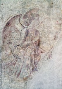 Engel der Verkündigung, Detail der Verkündigung, Sinopia (Unterzeichnung) von Benozzo di Lese di Sandro Gozzoli