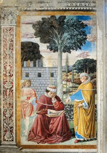 Hl. Augustinus liest die Briefe des Hl. Paulus (Detail) von Benozzo di Lese di Sandro Gozzoli