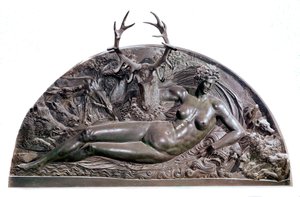 Die Nymphe von Fontainebleau Basrelief aus Bronze von Benvenuto Cellini