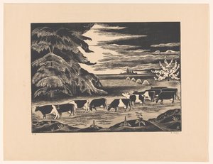 Kühe in einer Landschaft von Bernard Essers (signed by artist)
