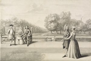 Figuren am Ufer des Long Water, Hampton Court Palace von Bernard Lens