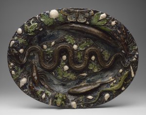 Rustikale Ware: Schale mit Tier- und Pflanzenornamenten, zweite Hälfte des 16. Jahrhunderts von Bernard Palissy