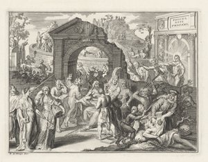 Karikatur über den Theaterstreit, ca. 1685
