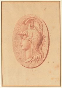 Eines von vier Studien nach Kameen, drei mit klassischen Profilporträts und eines mit einem fragmentarischen Relief von Amor und zwei Löwen, die einen Wagen ziehen von Bernard Picart