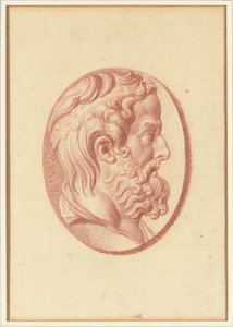 Eines von vier Studien nach Kameen, drei mit klassischen Profilporträts und eines mit einem fragmentarischen Relief von Amor und zwei Löwen, die einen Wagen ziehen