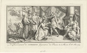 Peter der Große krönt seine Frau Katharina I. zur Kaiserin, 1726 von Bernard Picart