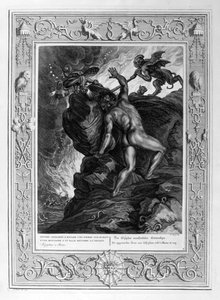 Sisyphus, der seinen Stein einen Berg hinaufrollt, 1733